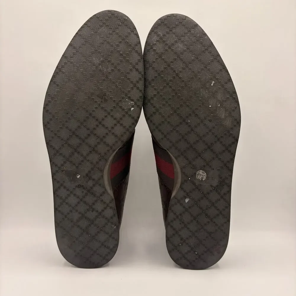 GUCCI Guccissima Monogram Leather Web Sneakers Oxblood Brown Sz 9.5G/US10 $1095 - Picture 10 of 12